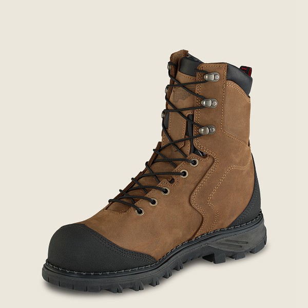 Red Wing Mens Safety Boots - Burnside - 8-inch Waterproof Toe - Brown/Black - XOD504836